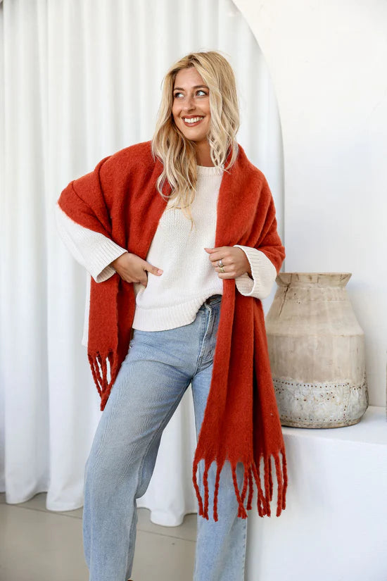 Terracotta Cosy Knit Scarf