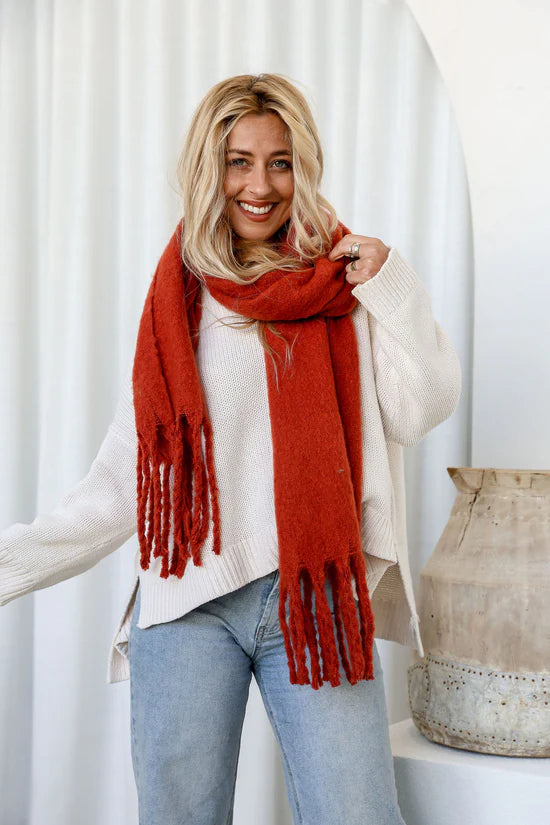 Terracotta Cosy Knit Scarf