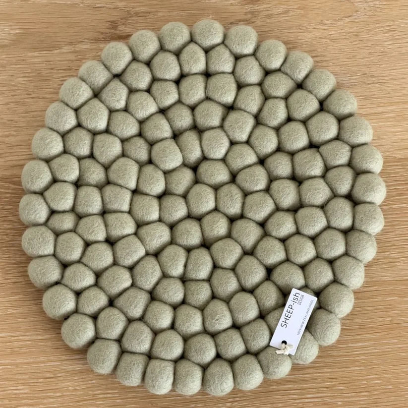 Felt Ball Pot Stand Sage