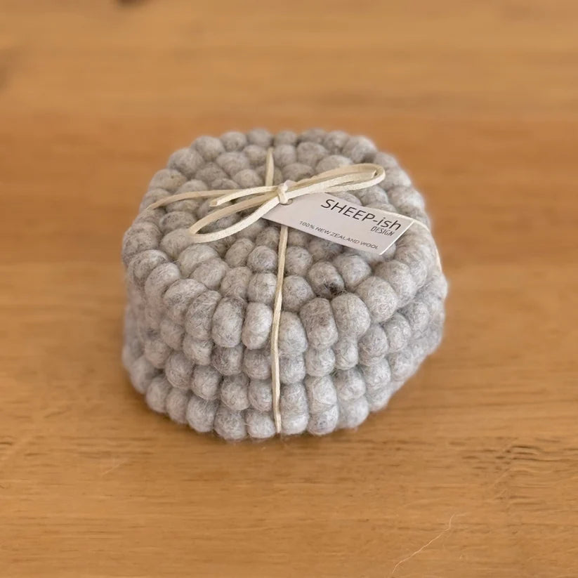 Felt Ball Coasters Oat
