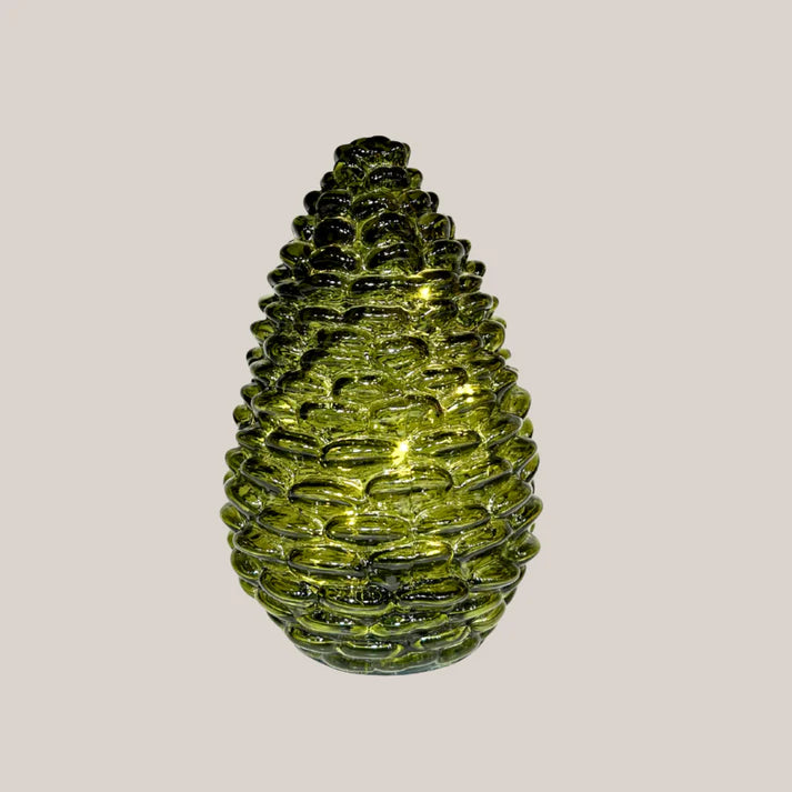 15cm Glass Pinecone Assorted Colours