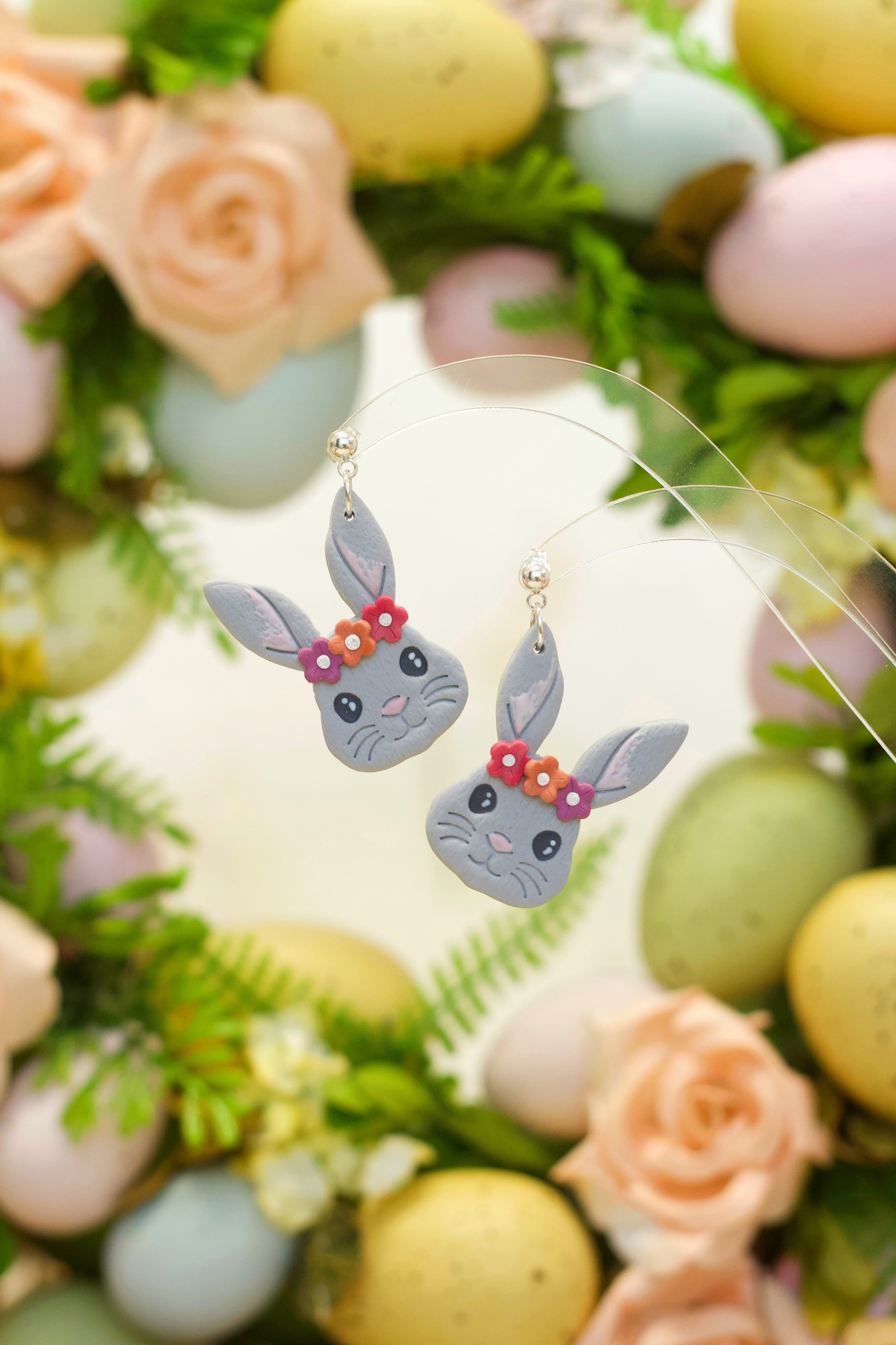 Mopsy Bunny Large Handcrafted Earrings