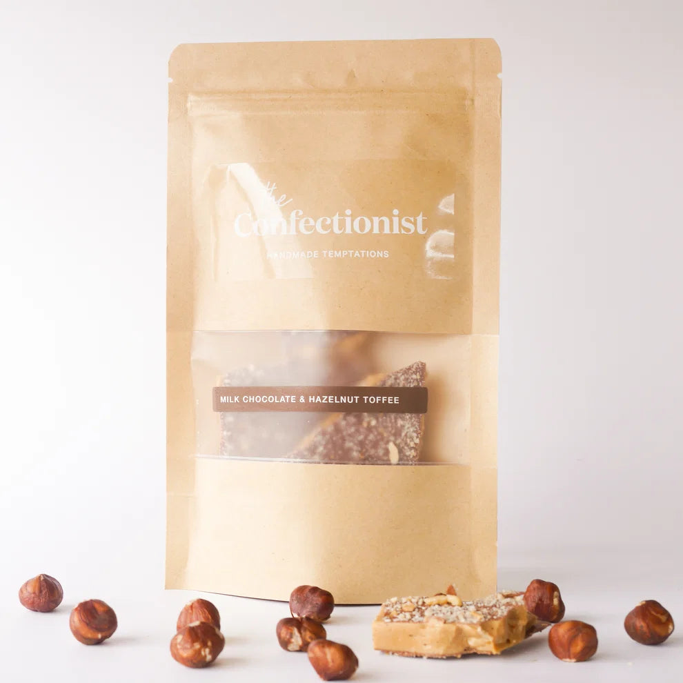 Milk Chocolate & Hazelnut Toffee 100gm Pouch