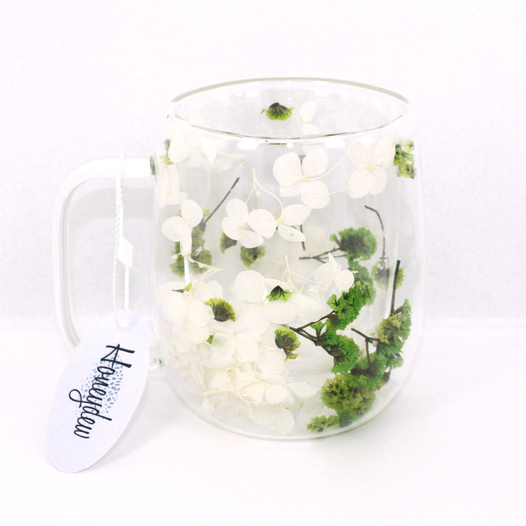 Double Wall Floral Confetti Mug Sqaure Green