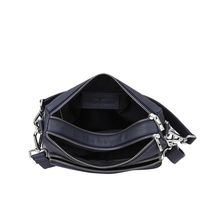 Hannah Leather Sling Bag Navy