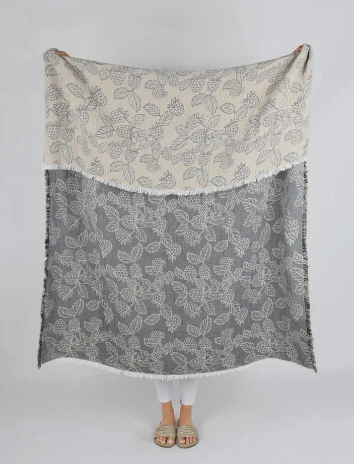 Berry Jacquard Throw Blue