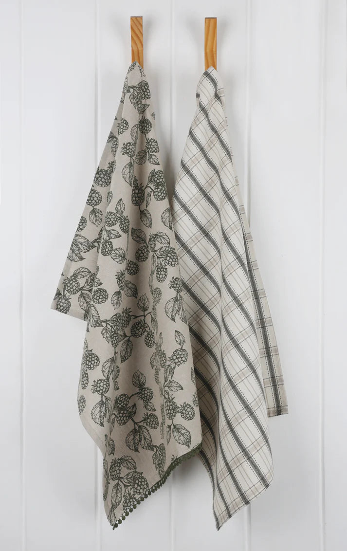 Berry Tea Towels 2pack Olive