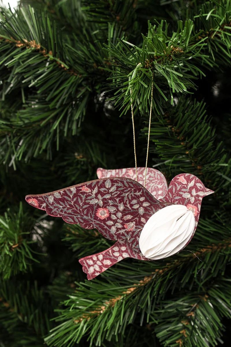 Vintage Pattern Hanging Bird Burgundy