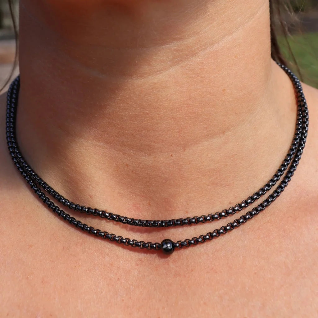 Steel Me Black Stainless Box Chain 85cm