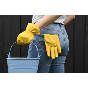Leather Garden Gloves Yellow Medium