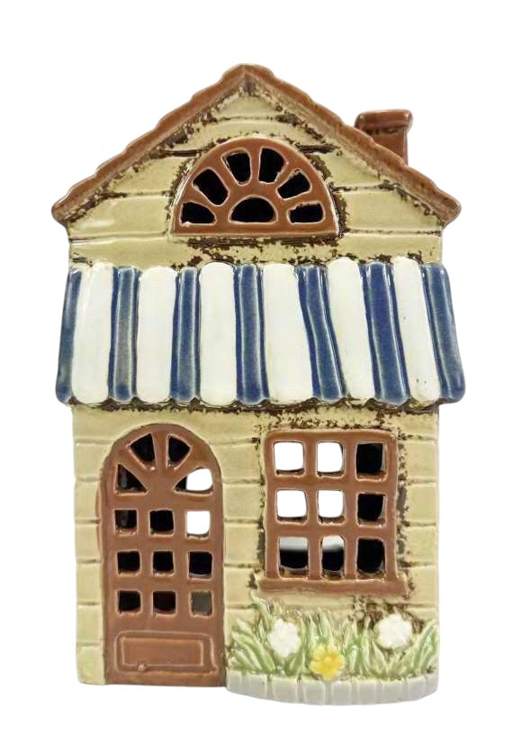 Blue/White Awning Tealight House 098