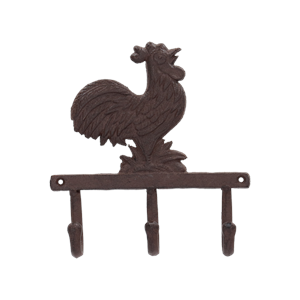 Cast Iron Rooster 3 Hook Hanger
