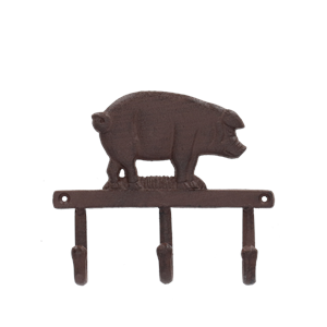 Cast Iron Pig 3 Hook Hanger
