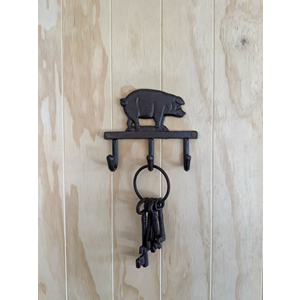 Cast Iron Pig 3 Hook Hanger