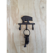 Load image into Gallery viewer, Cast Iron Pig 3 Hook Hanger
