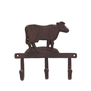 Cast Iron Cow 3 Hook Hanger