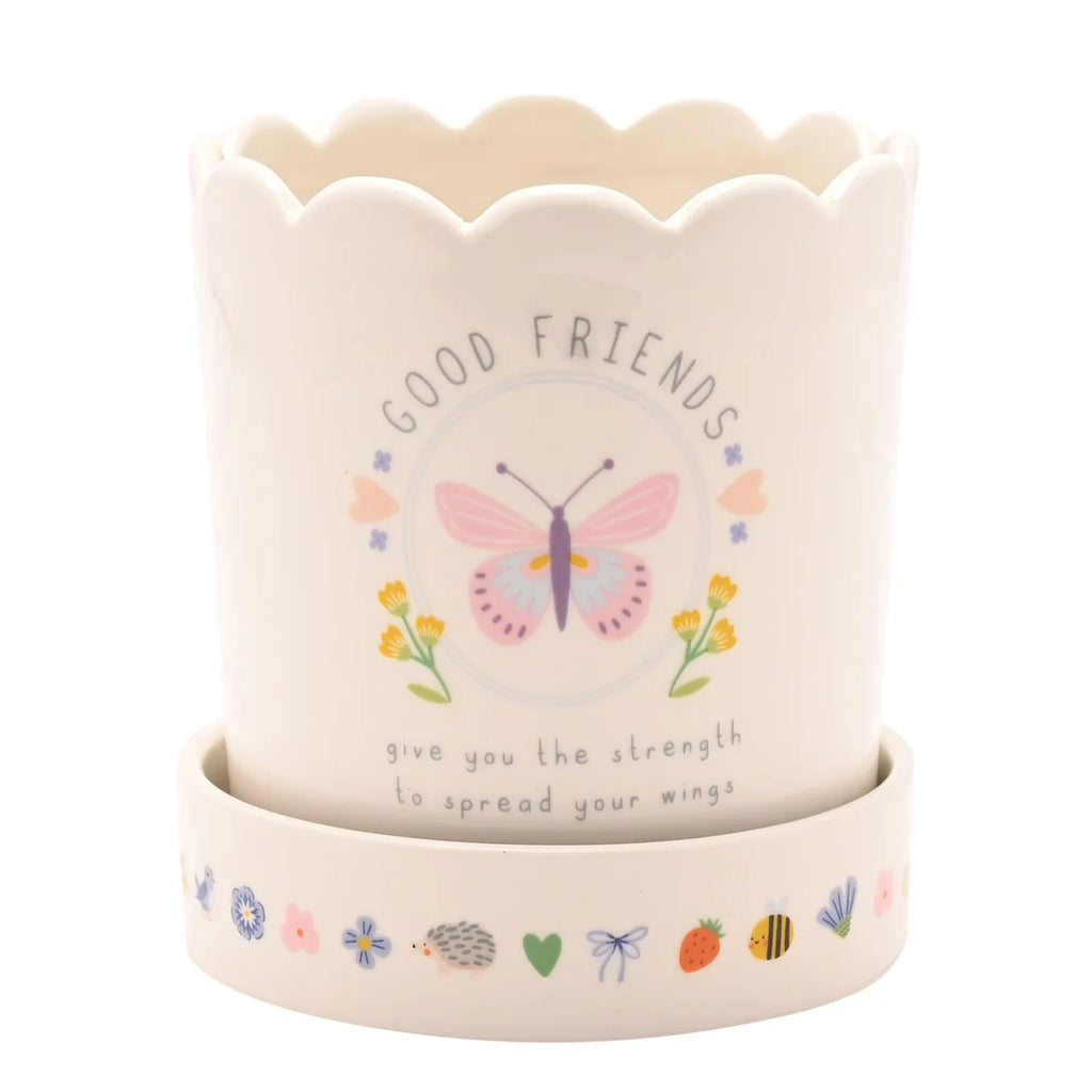 Love Life Planter with tray Friends