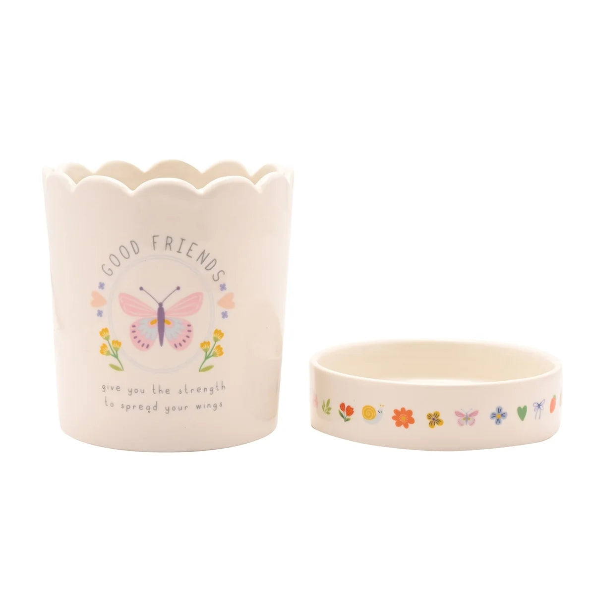 Love Life Planter with tray Friends