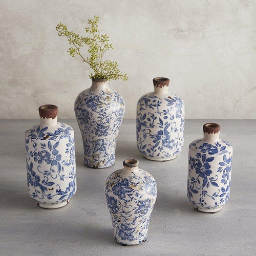 Vintage Blue Bottle Vases Assorted Sizes