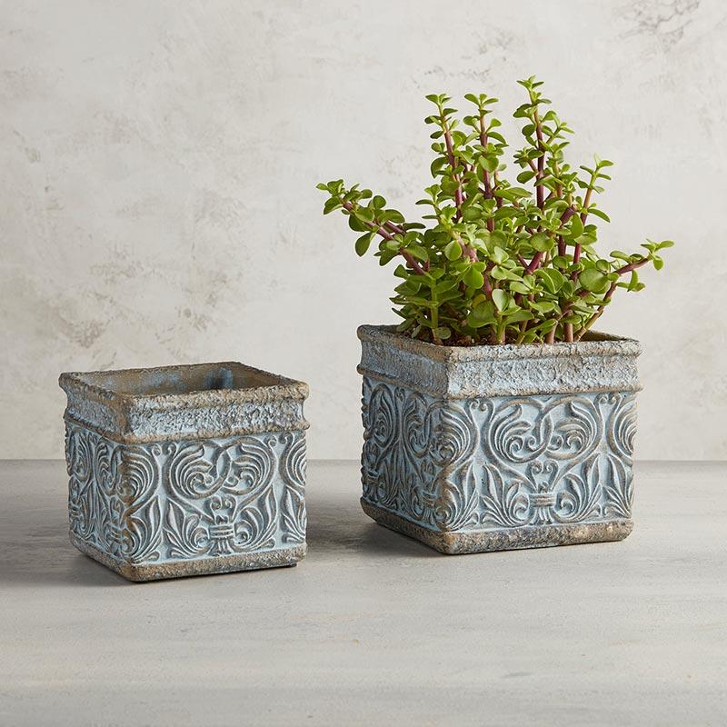 Ornate Square Pot Assorted Sizes