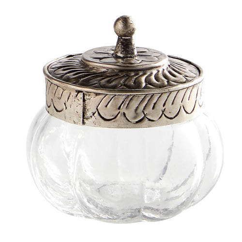 Bulb Glass Jar with Embossed Lid