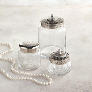 Bulb Glass Jar with Embossed Lid