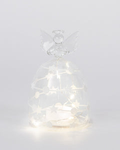 Clear Glass Angel /White Stars & Dots