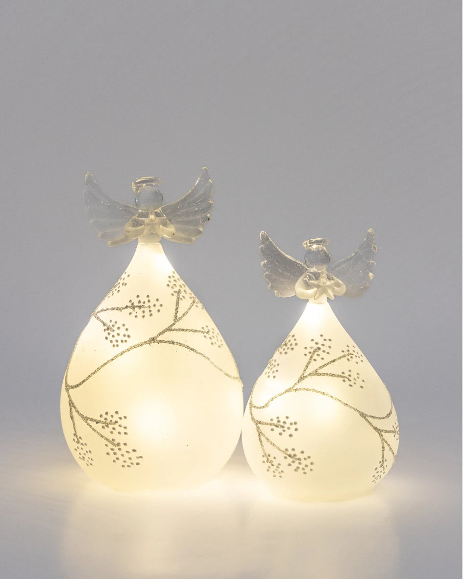 Frosted Round Glass Angel 3 Sizes