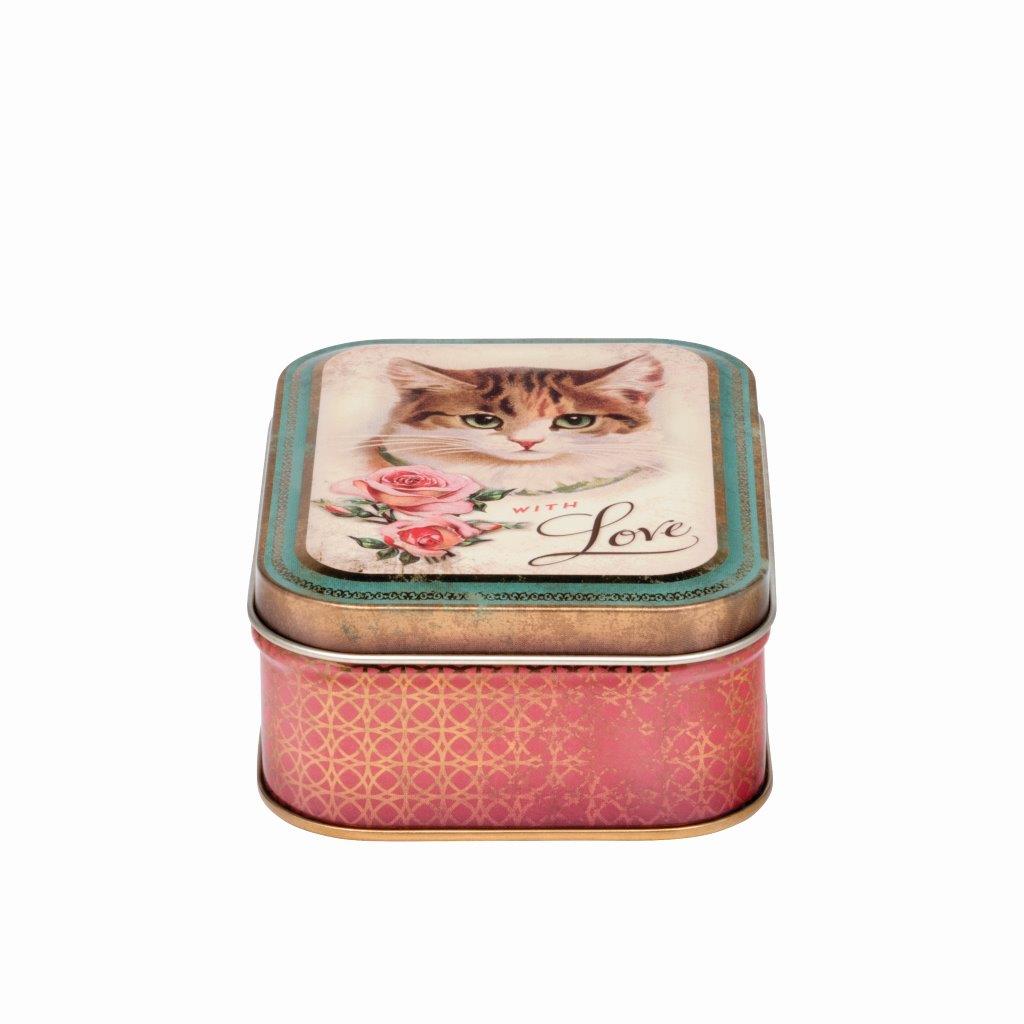 Nostalgia Cat with Love Small Rectangle Tin