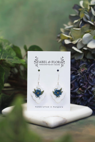 Navy Bloom Handcrafted Earrings