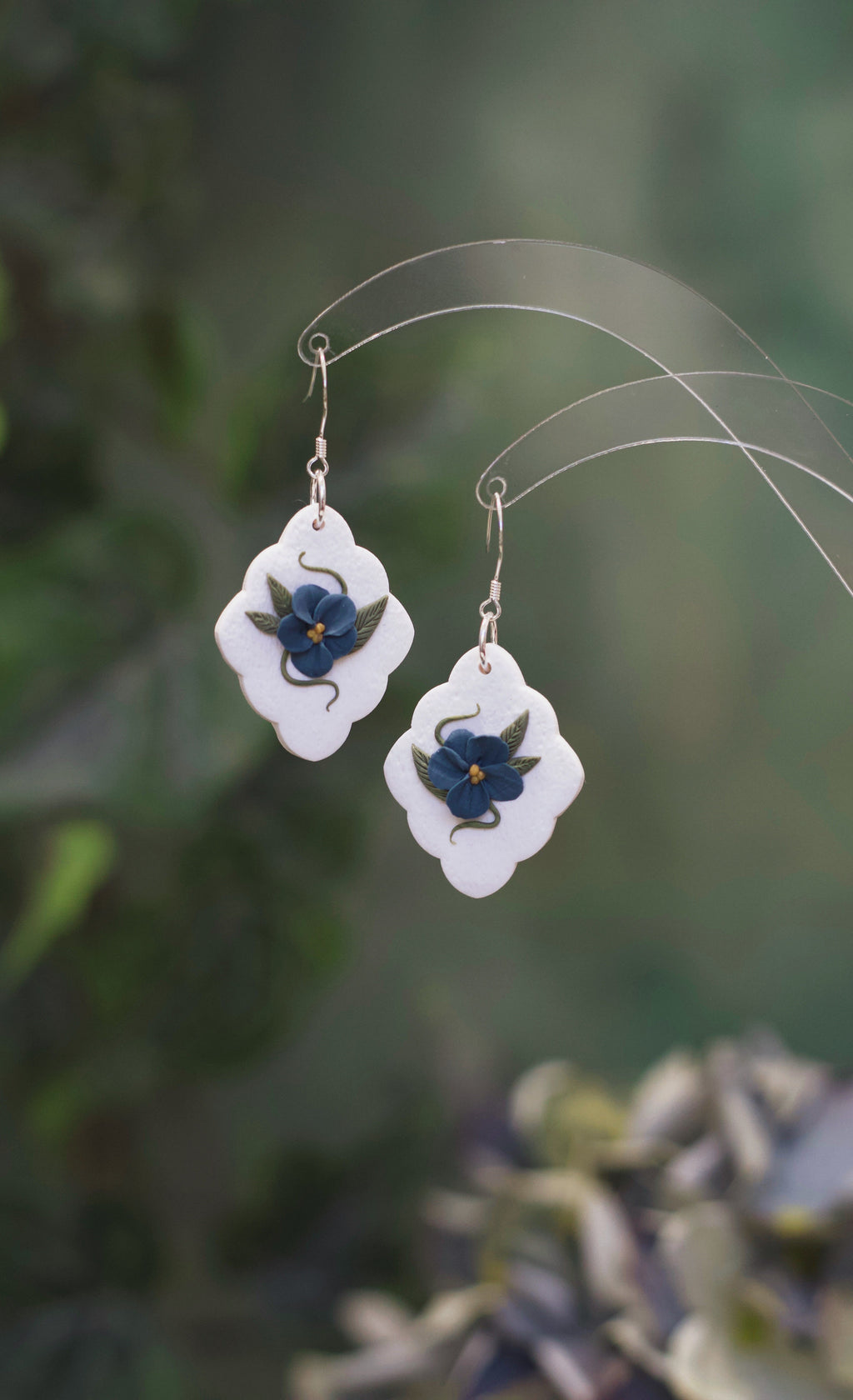 Navy Bloom Handcrafted Earrings