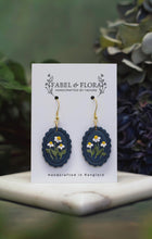 Load image into Gallery viewer, Navy Daisy Handcrafted Earrings