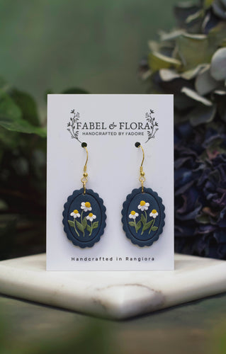 Navy Daisy Handcrafted Earrings