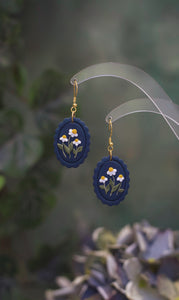 Navy Daisy Handcrafted Earrings