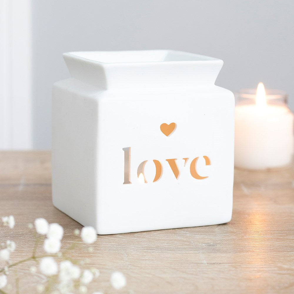 White Love Cut Out Oil/Wax Burner