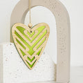 Hanging Heart 5 Koru Lime Green Satin