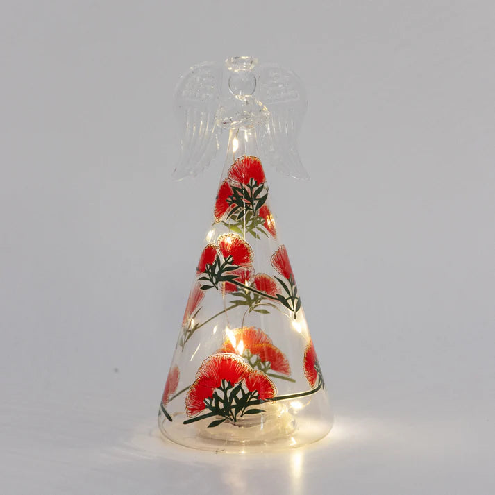 Med 17cm Pohutukawa Cone Glass Angel
