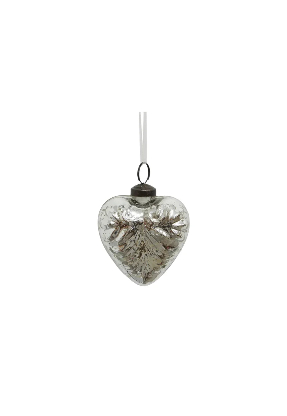 Pressed Glass Heart Silver