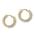 Steel Me Pearl Woven Hoops 25mm