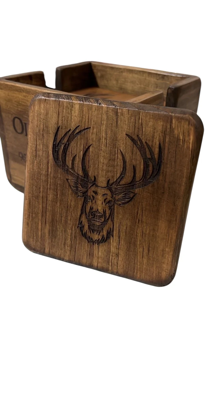 Set of 6 Rustic Coasters In Cradle