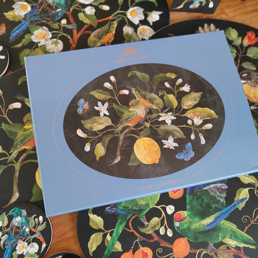NZ Native Birds Oval Placemats Set of 4