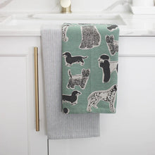 Load image into Gallery viewer, Woof Tea Towel Aqua Storm Set of 2