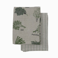 Load image into Gallery viewer, Herb Tea Towel Set of 2 Olive