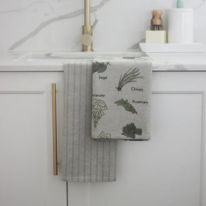 Herb Tea Towel Set of 2 Olive