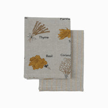 Load image into Gallery viewer, Herb Tea Towel Set of 2 Mustard