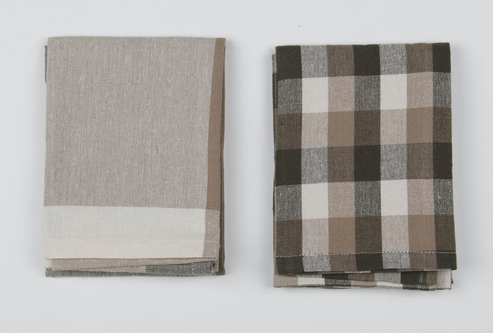 Giant Check Tea Towel Set of 2 Olive