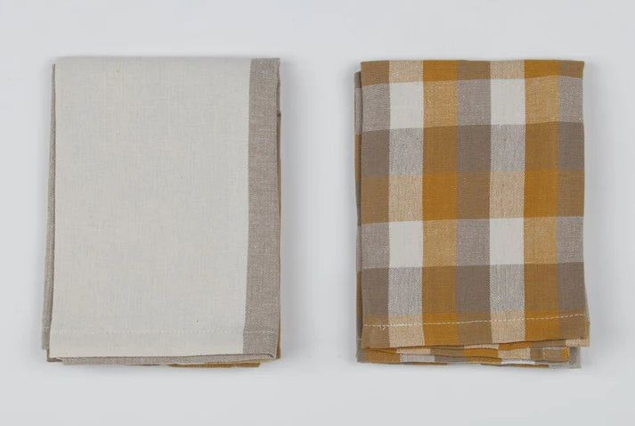 Giant Check Tea Towel Set of 2 Mustard