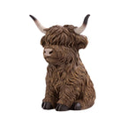 Rustic Meadow Highland Cow Sitting Statue