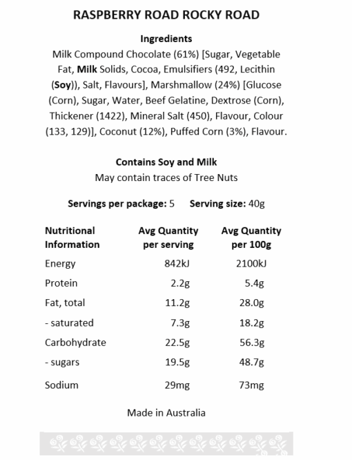 Raspberry Road Rocky Road 200gm