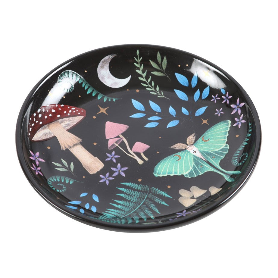 Dark Forest Print Round Ceramic Trinket Dish